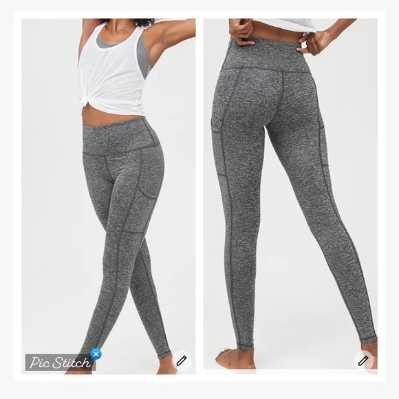 Aeri Feel Cozy Hi Rise Long Leggings Gray Marl - Picture 1 of 11